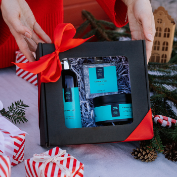 Pudełko prezentowe ze wstążką i wypełnieniem DWA KOLORY